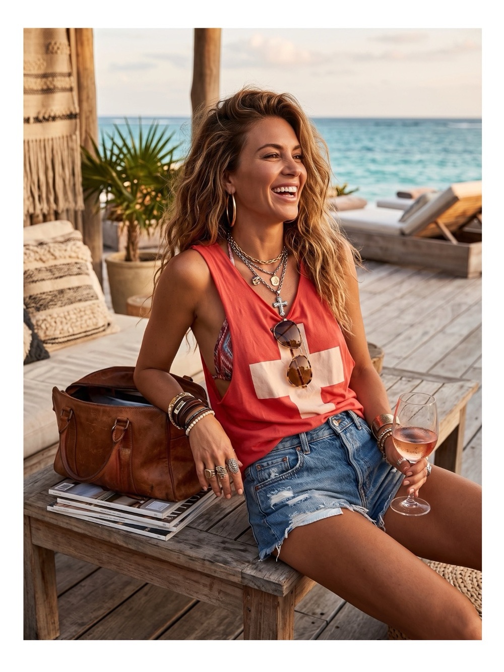 HTF: Wildfox ✪ Baywatch Charlie Lifeguard on Duty Muscle T Tank Top ✪ Red Cross